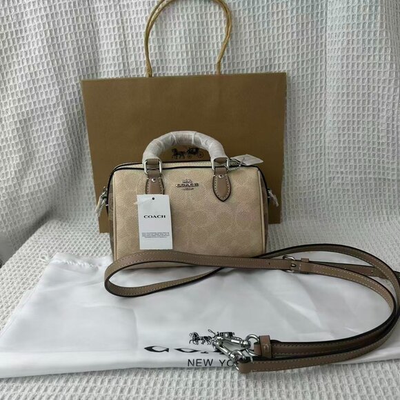 NEW Coach Mini Rowan Crossbody Bag In Blocked Signature Canvas - Picture 2 of 13